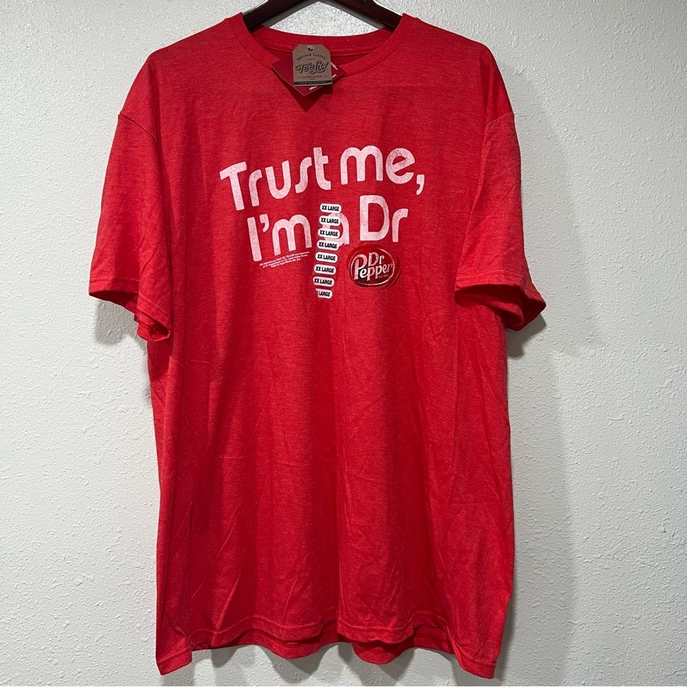 DR PEPPER Shirt Red Soda Pop Men’s XXL 2X Trust Me I’m A Doctor Tee Luv New NWT